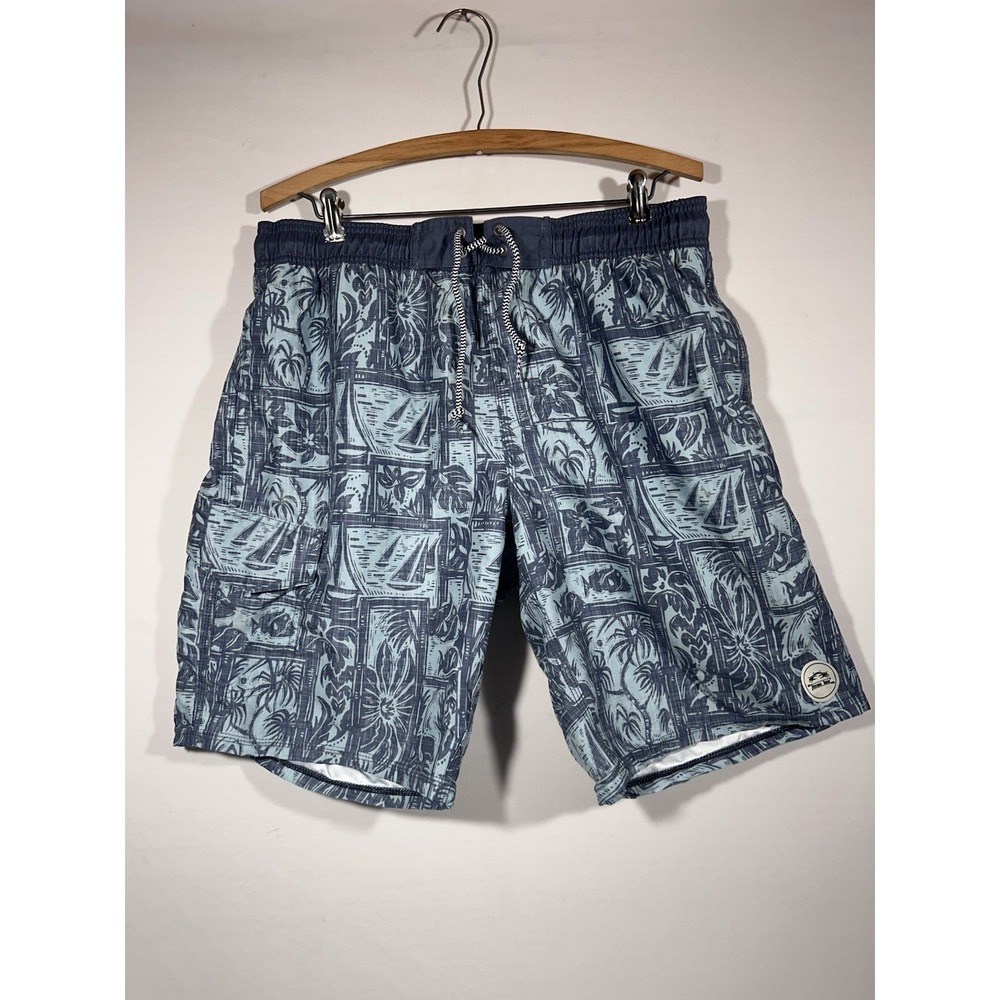 Rising Tide Swim Trunks Mens XL Hawaiian Print Coastal Beach Resortwear